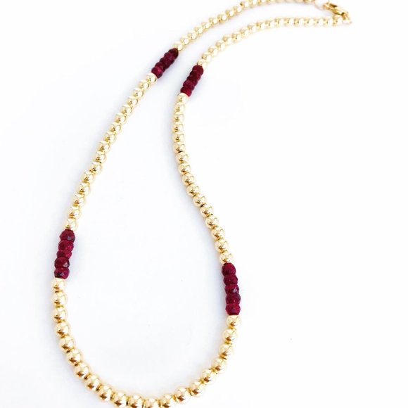 15” Choker + Faceted Rubies - Picture 2 of 5